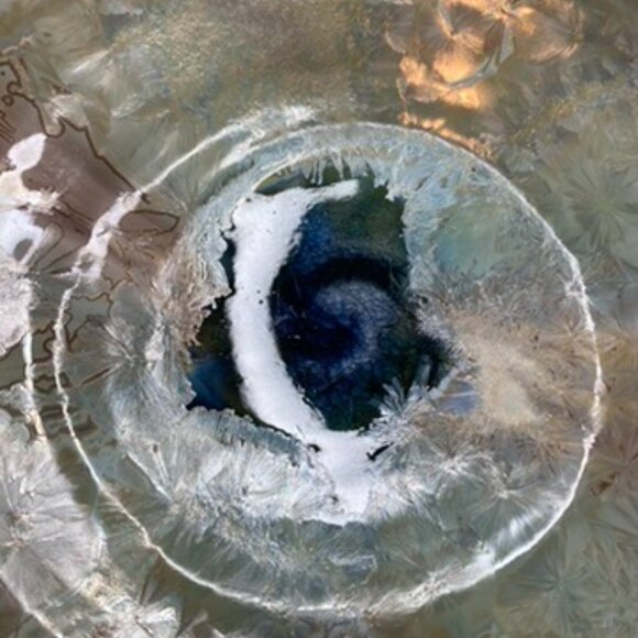 Studio Pottery Bowl Signed JD Crystal Bottom And Crystalline Grazed Blue Green - Picture 2 of 13